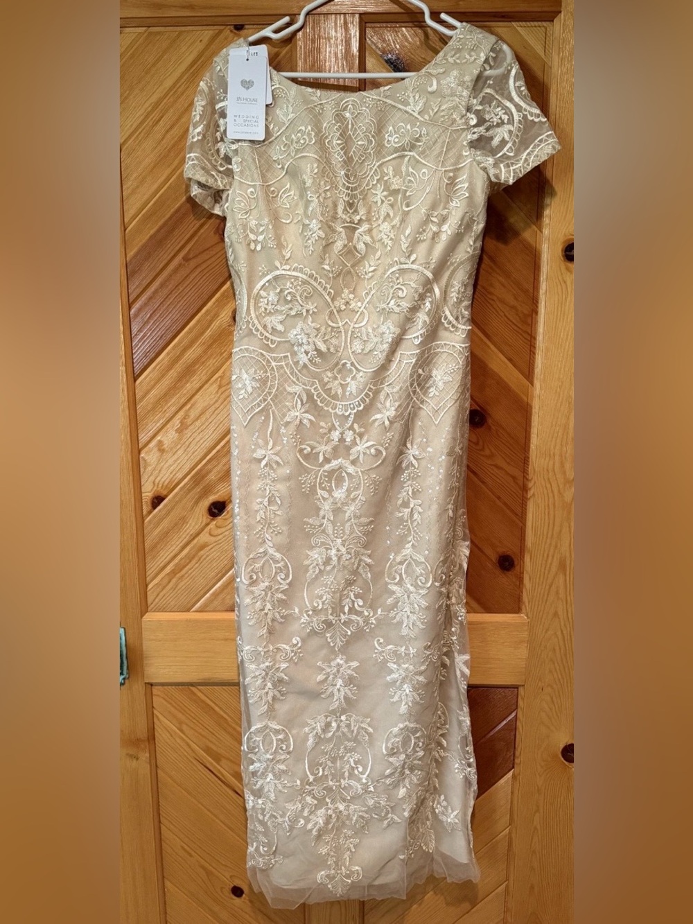 JJs House Cream Embroidered Lace Wedding Dress